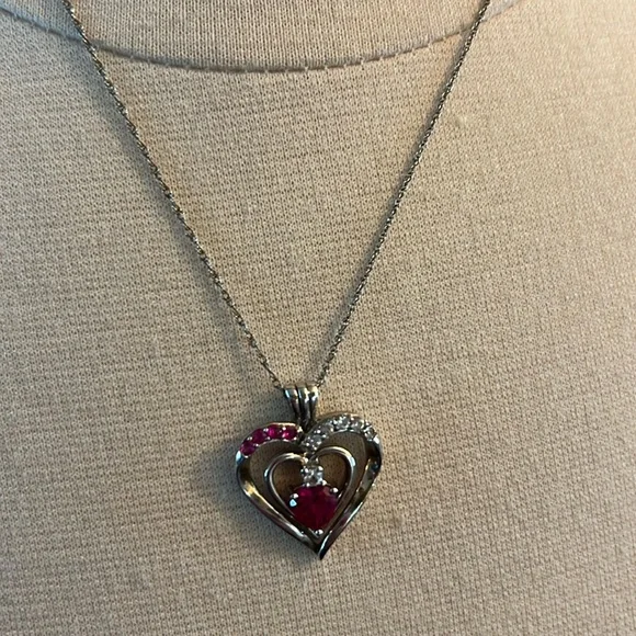 Zales Jewelry Stunning Ruby And Diamond 925 Heart Necklace
